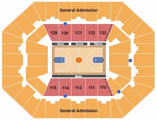 CHARLESTON COLISEUM CONVENTION CENTER CHARLESTON BASKETBALL GA Seating Map Seating Chart