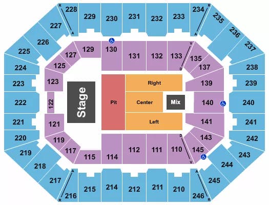 CHARLESTON COLISEUM CONVENTION CENTER CHARLESTON ENDSTAGE SMALL GA PIT Seating Map Seating Chart