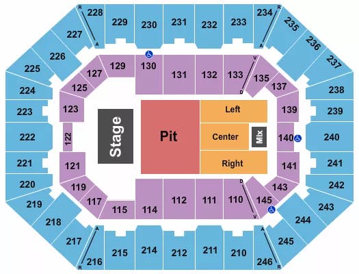 CHARLESTON COLISEUM CONVENTION CENTER CHARLESTON ENDSTAGE GA PIT Seating Map Seating Chart