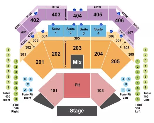 CHOCTAW CASINO RESORT DURANT ENDSTAGE PIT 2 Seating Map Seating Chart