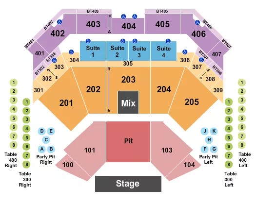 CHOCTAW CASINO RESORT DURANT ENDSTAGE PIT 1 Seating Map Seating Chart