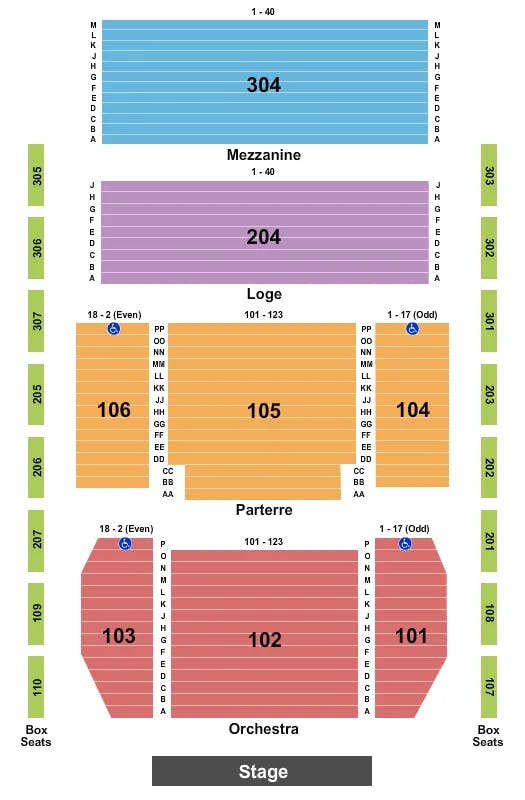  END STAGE Seating Map Seating Chart