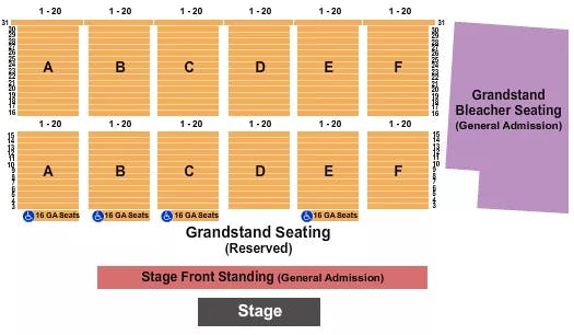  END STAGE STAGE FRONT STANDING Seating Map Seating Chart