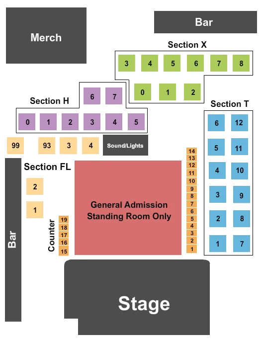 CLUB LA DESTIN ENDSTAGE GA TABLES Seating Map Seating Chart