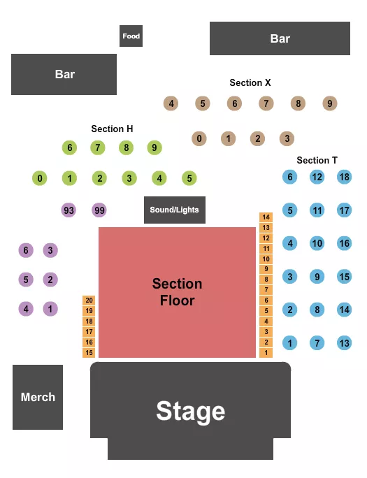 CLUB LA DESTIN ENDSTAGE GA TABLES 2 Seating Map Seating Chart