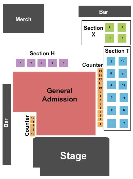 CLUB LA DESTIN END STAGE Seating Map Seating Chart