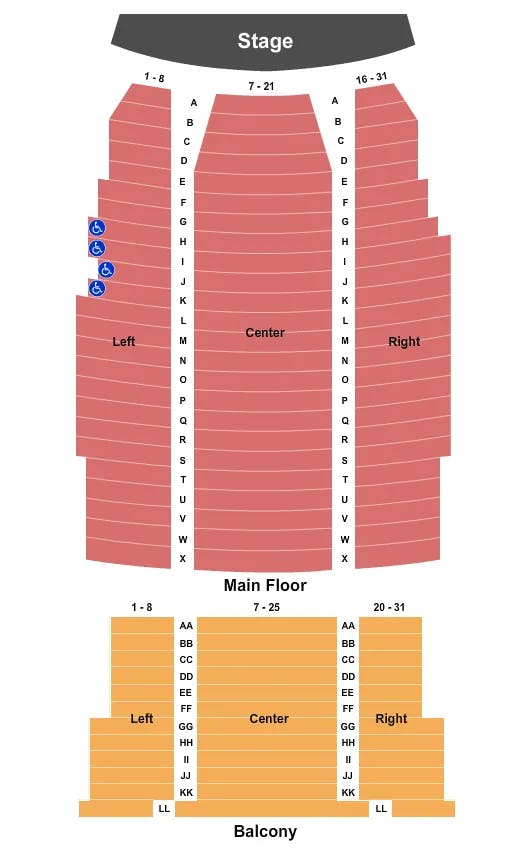 COLONIAL THEATRE IDAHO FALLS ENDSTAGE Seating Map Seating Chart