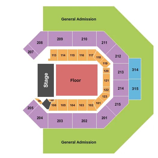  ENDSTAGE GA FLOOR UPPER LEVEL Seating Map Seating Chart