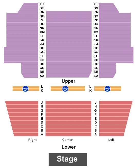 CREST THEATRE SACRAMENTO END STAGE Seating Map Seating Chart