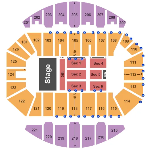 CROWN COLISEUM THE CROWN CENTER END STAGE Seating Map Seating Chart