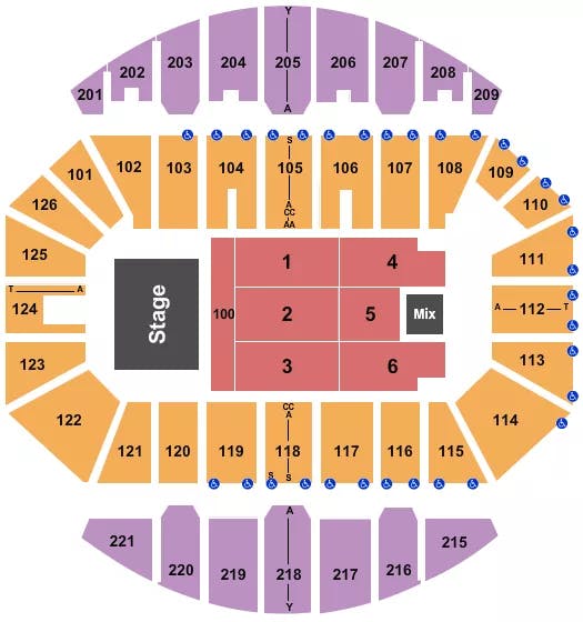 CROWN COLISEUM THE CROWN CENTER END STAGE 2 Seating Map Seating Chart