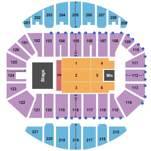 CROWN COLISEUM THE CROWN CENTER END STAGE PIT Seating Map Seating Chart