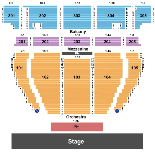 CROWN THEATRE THE CROWN CENTER END STAGE Seating Map Seating Chart