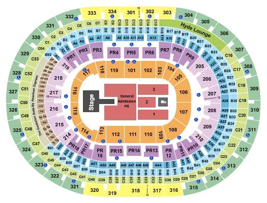 CRYPTOCOM ARENA ENDSTAGE GA FLOOR W CATWALK Seating Map Seating Chart