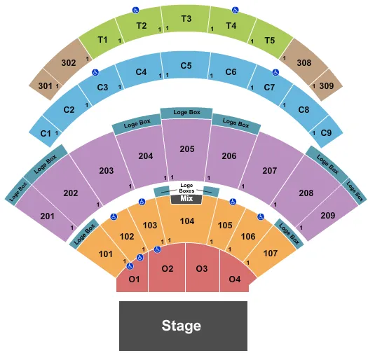 DAILYS PLACE AMPHITHEATER BIG TIME RUSH Seating Map Seating Chart