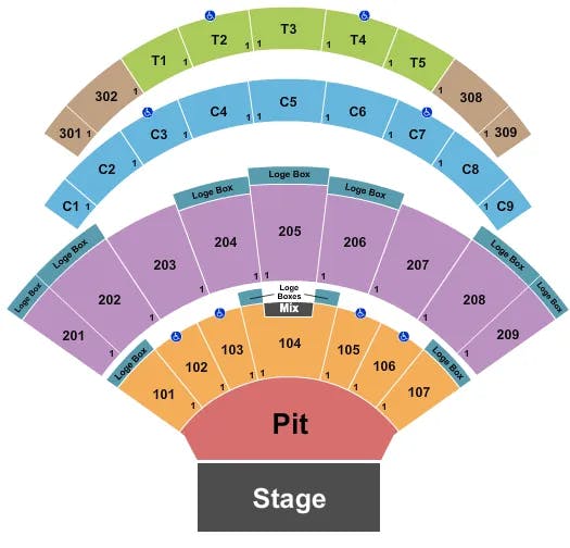 DAILYS PLACE AMPHITHEATER ENDSTAGE GA PIT 2 Seating Map Seating Chart
