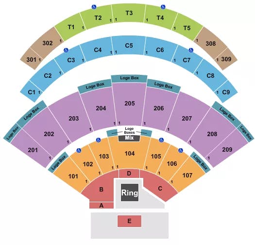 DAILYS PLACE AMPHITHEATER WRESTLING 2 Seating Map Seating Chart