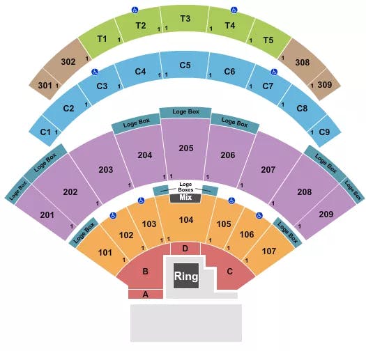 DAILYS PLACE AMPHITHEATER WRESTLING Seating Map Seating Chart