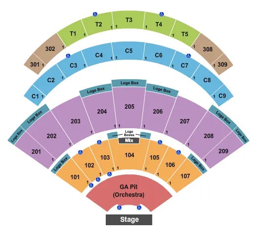 DAILYS PLACE AMPHITHEATER ENDSTAG GA ORCHESTRA Seating Map Seating Chart
