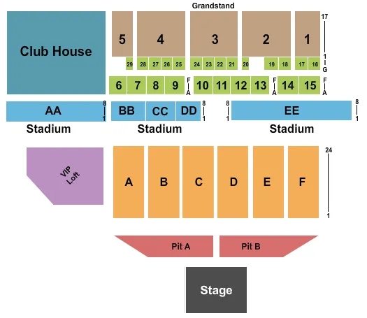  END STAGE PITS Seating Map Seating Chart