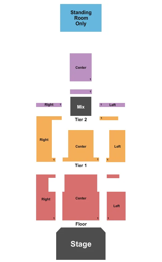  END STAGE SRO Seating Map Seating Chart