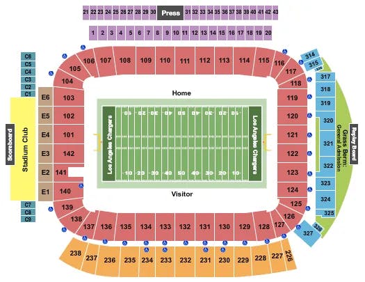 DIGNITY HEALTH SPORTS PARK STADIUM FOOTBALL LA CHARGERS Seating Map Seating Chart