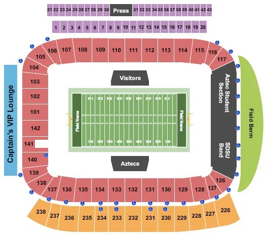 DIGNITY HEALTH SPORTS PARK STADIUM FOOTBALL 2 Seating Map Seating Chart