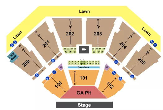  ENDSTAGE GA PIT ROW C Seating Map Seating Chart