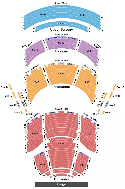 DR PHILLIPS CENTER WALT DISNEY THEATER ENDSTAGE 2 Seating Map Seating Chart