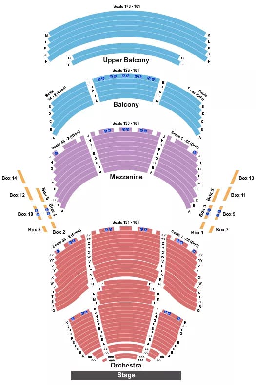 DR PHILLIPS CENTER WALT DISNEY THEATER ENDSTAGE 3 Seating Map Seating Chart