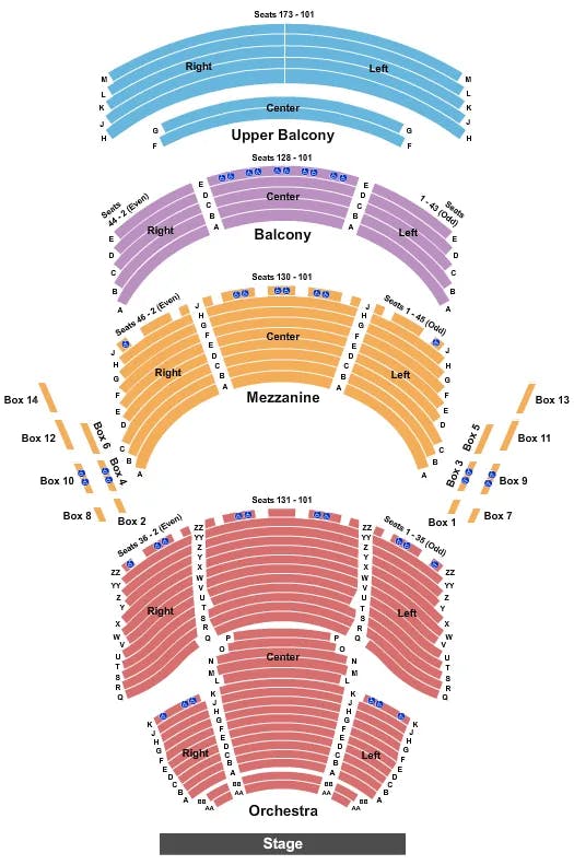 DR PHILLIPS CENTER WALT DISNEY THEATER END STAGE Seating Map Seating Chart
