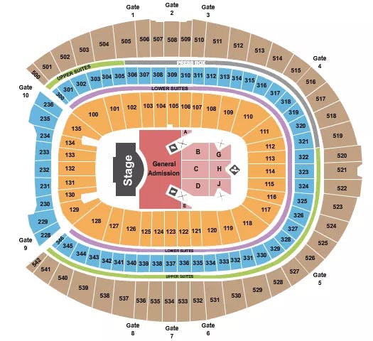  ZACH BRYAN Seating Map Seating Chart