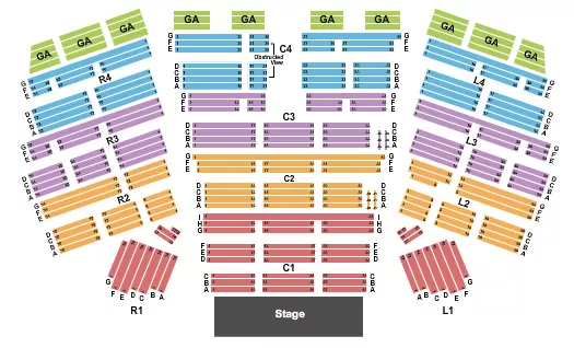 ENTERTAINMENT HALL AT SOARING EAGLE CASINO RESORT END STAGE Seating Map Seating Chart