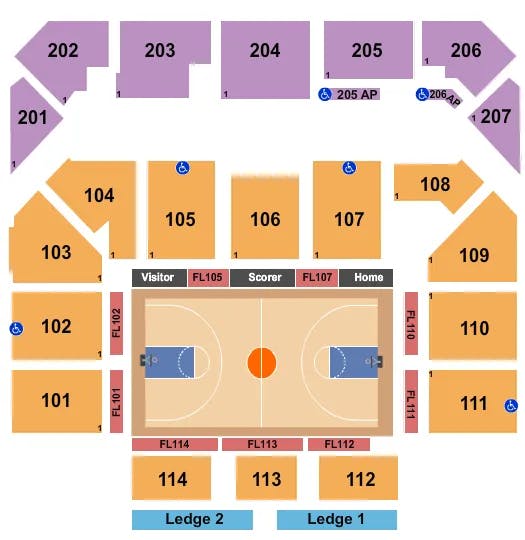 ENTERTAINMENT SPORTS ARENA BASKETBALL CAA Seating Map Seating Chart