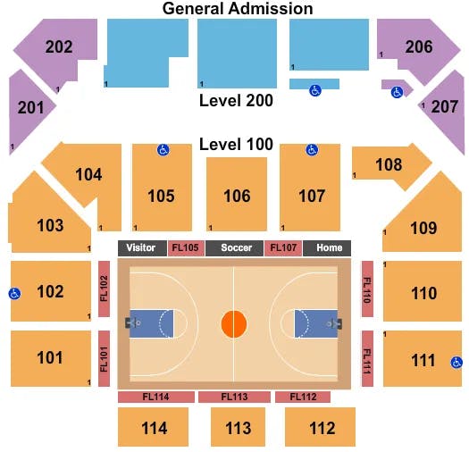 ENTERTAINMENT SPORTS ARENA BASKETBALL Seating Map Seating Chart