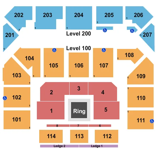 ENTERTAINMENT SPORTS ARENA BOXING Seating Map Seating Chart