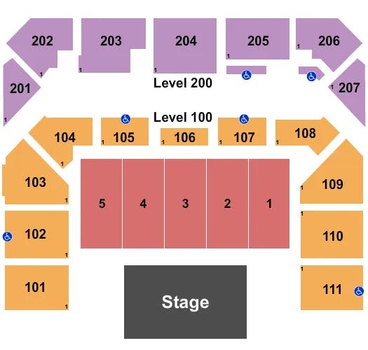 ENTERTAINMENT SPORTS ARENA END STAGE CONCERT Seating Map Seating Chart