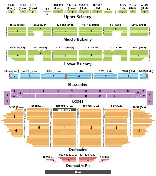 FABULOUS FOX THEATRE ST LOUIS END STAGE Seating Map Seating Chart