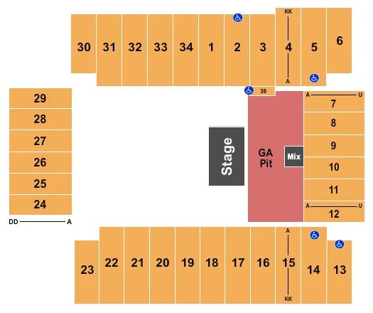  SHINEDOWN Seating Map Seating Chart