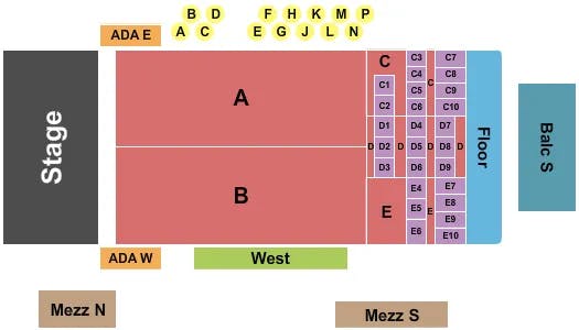 FILLMORE AUDITORIUM COLORADO ENDSTAGE 2 Seating Map Seating Chart