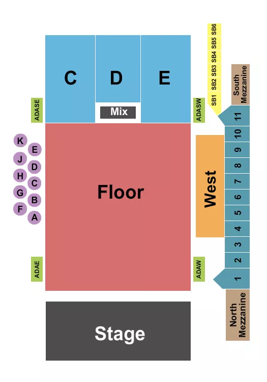 FILLMORE AUDITORIUM COLORADO ENDSTAGE 3 Seating Map Seating Chart