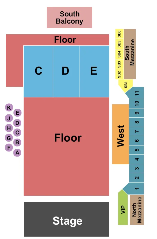 FILLMORE AUDITORIUM COLORADO ENDSTAGE GA FLOOR 2 Seating Map Seating Chart