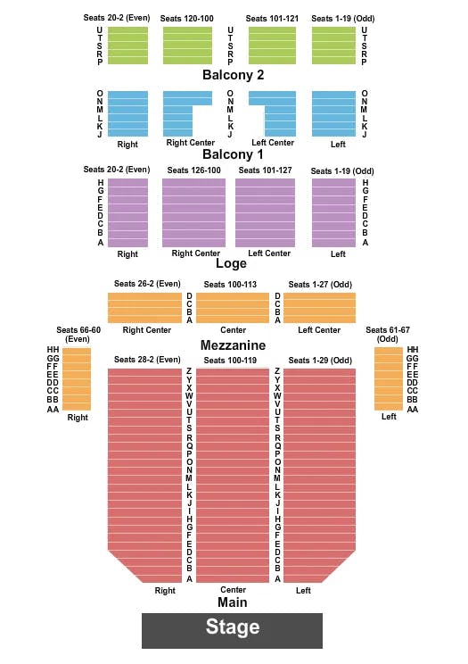 FISHER THEATRE MI END STAGE Seating Map Seating Chart