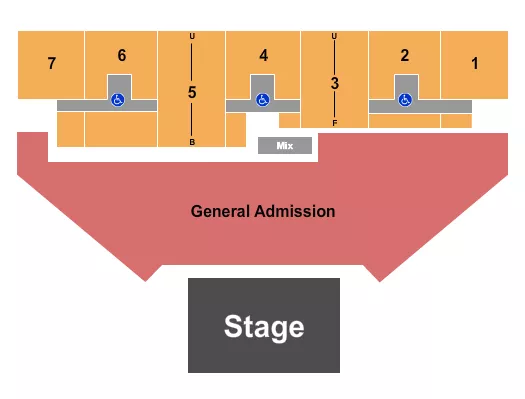 FIVE FLAGS CENTER ARENA ENDSTAGE GA FLOOR Seating Map Seating Chart