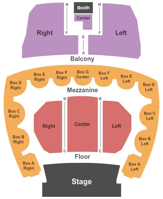 FIVE FLAGS CENTER THEATRE ENDSTAGE NO PIT Seating Map Seating Chart
