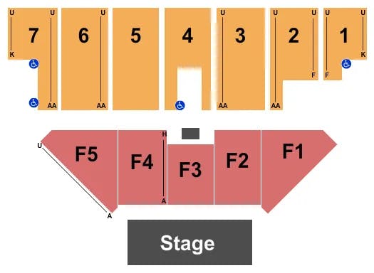 FIVE FLAGS CENTER ARENA END STAGE 2 Seating Map Seating Chart