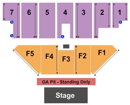 FIVE FLAGS CENTER ARENA ENDSTAGE GA PIT Seating Map Seating Chart