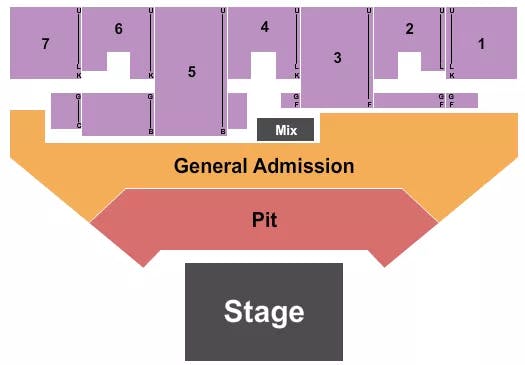FIVE FLAGS CENTER ARENA ENDSTAGE PIT GA Seating Map Seating Chart