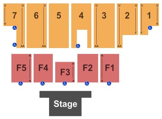 FIVE FLAGS CENTER ARENA END STAGE Seating Map Seating Chart