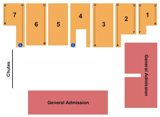 FIVE FLAGS CENTER ARENA RODEO WITH GA Seating Map Seating Chart